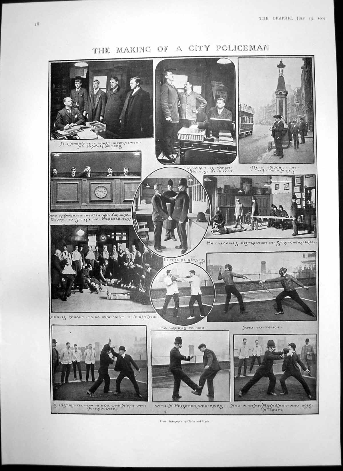 Antique Old Print Making City Policeman Homage Garibaldi Centenary Birth 1907