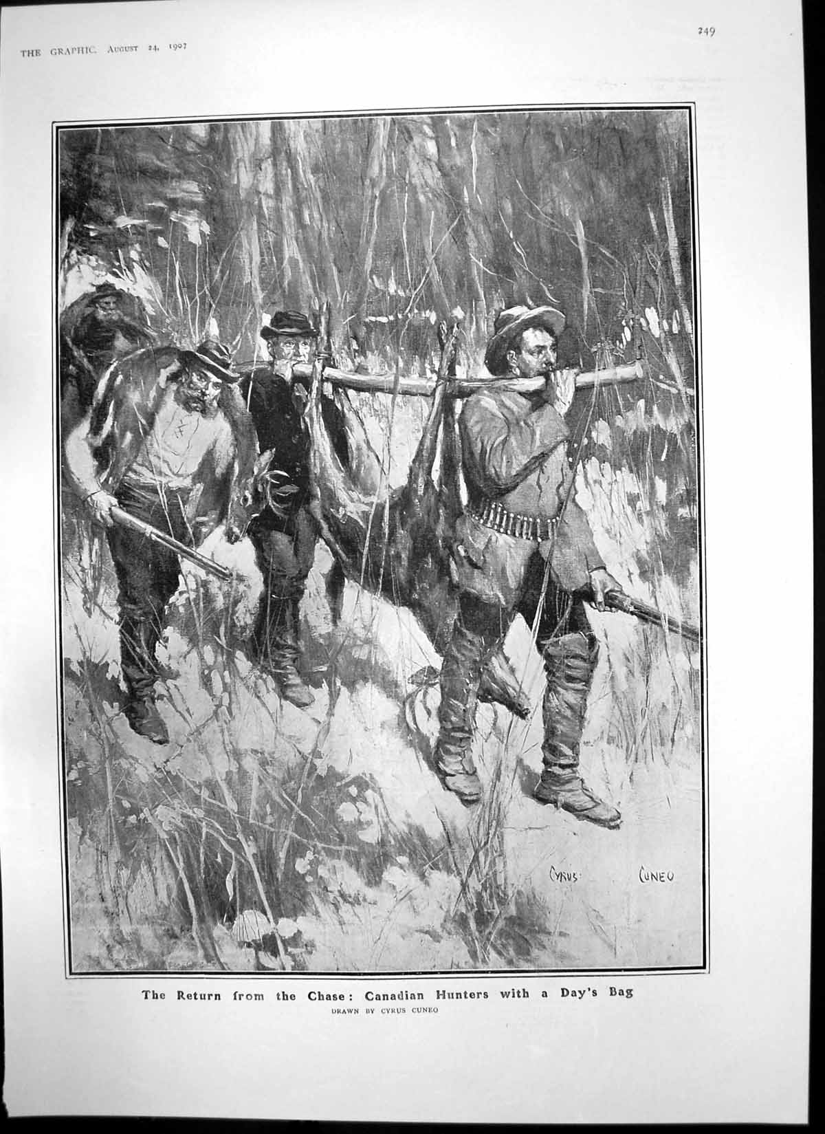 Antique Print Return Chase Canadian Hunters Cullinan Diamond Transvaal1907 20th