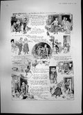 Old Antique Print John Grumble Scots Song Irish Evil Genius Cartoon 1907 20th