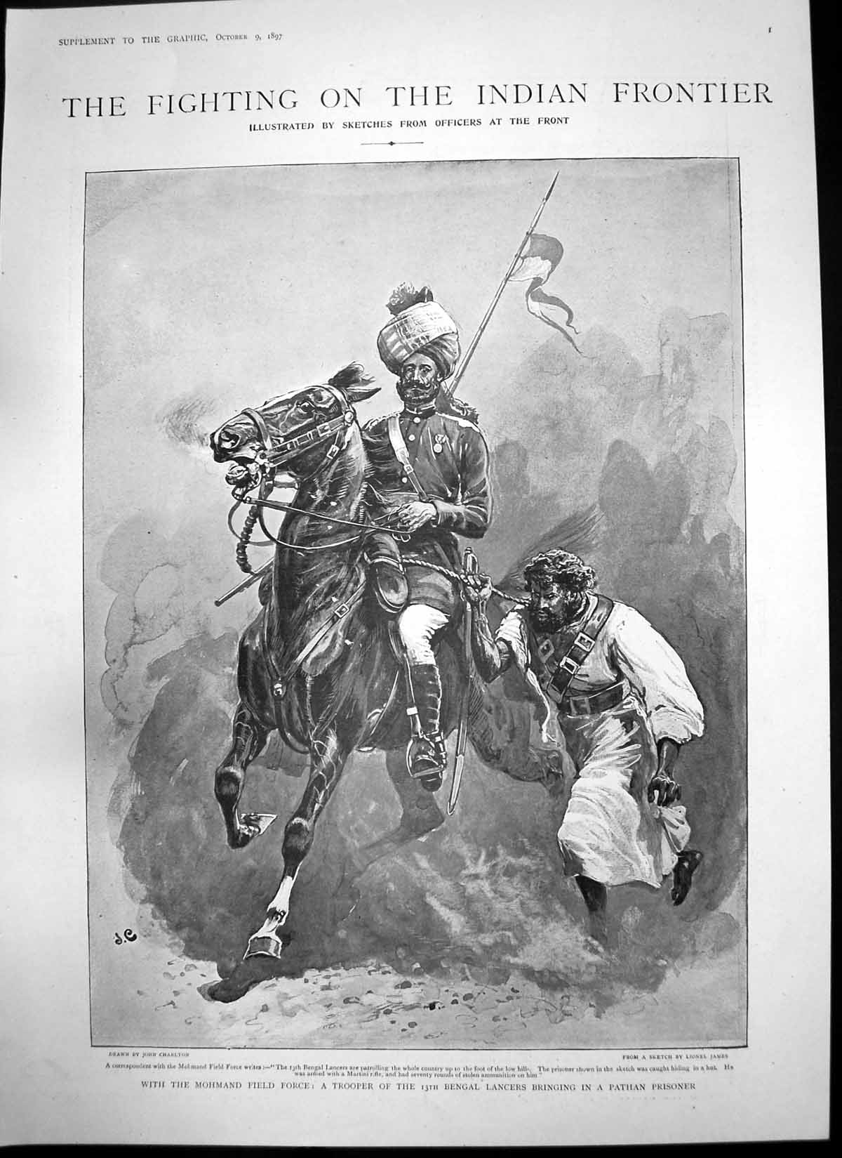 Antique Old Print Mohmand Field Force Shabkadr Kurram Field Force Gurkha 1897