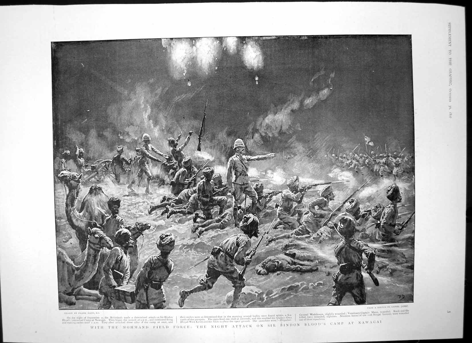 Antique Print Mohmand Field Force Gen Bindon Kurram Field Force Hangu 1897 19th