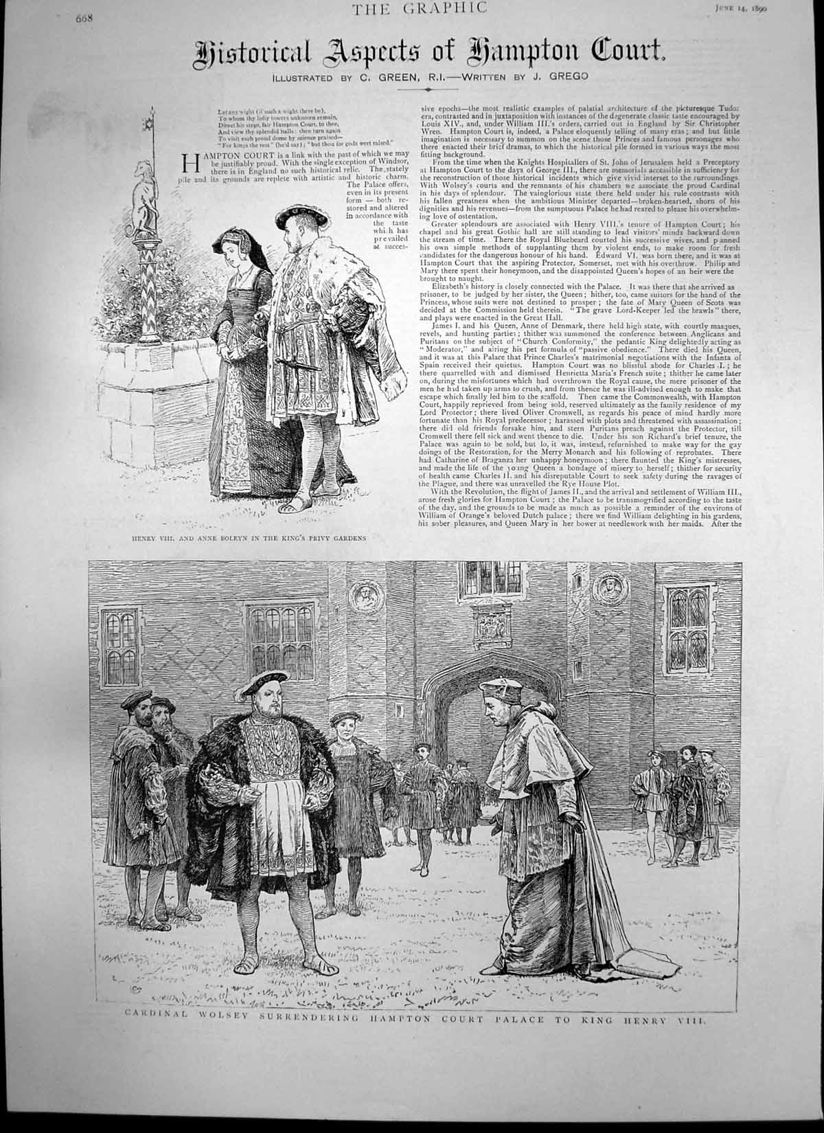 Old Antique Print Islington Horse Show Hampton Court King Henry V111 1890