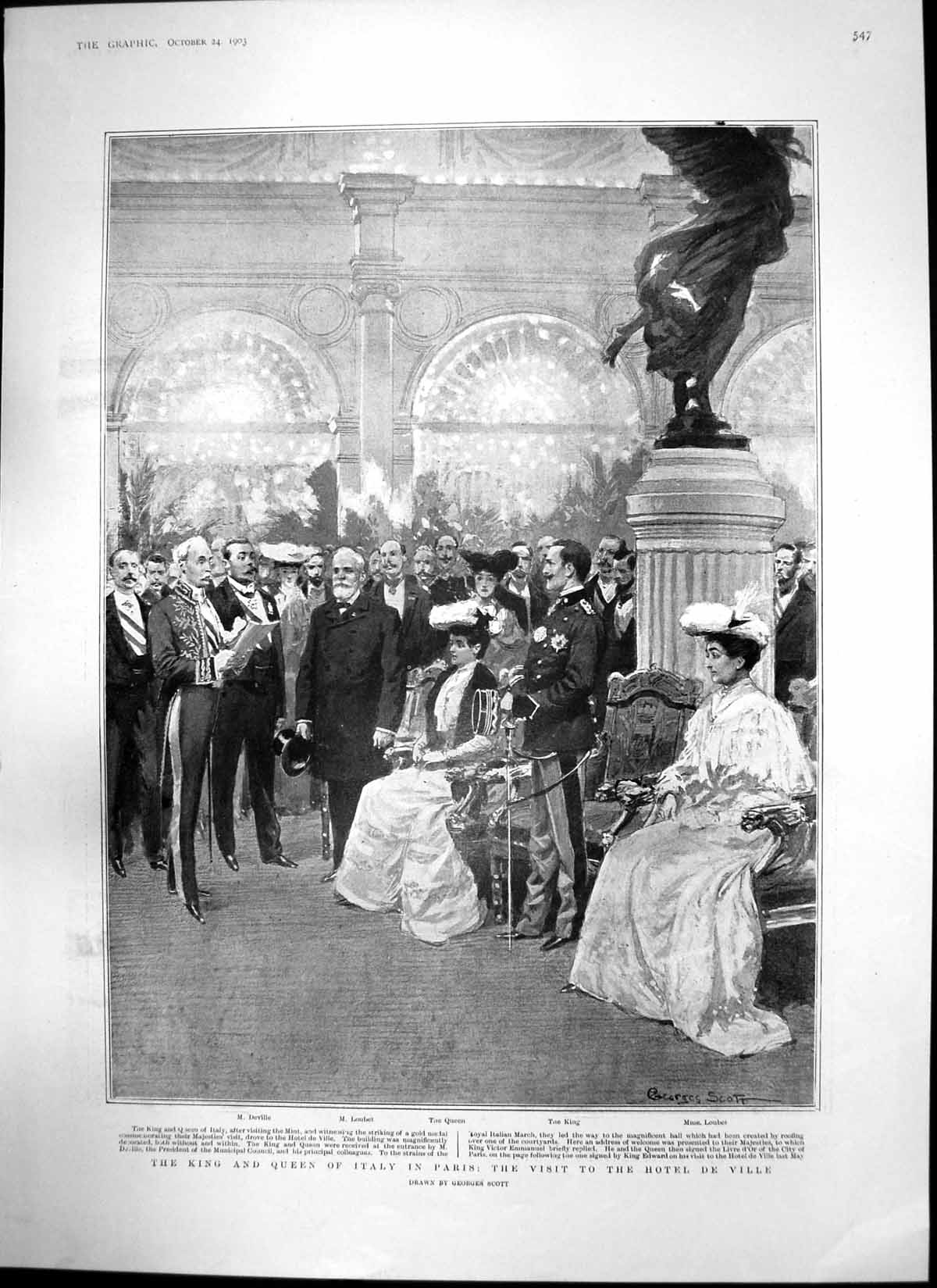 Old Print King Queen Italy Hotel De Ville War Preparations Bulgaria 1903 20th