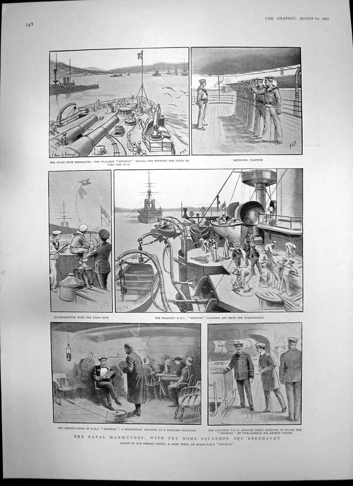 Antique Old Print Home Squadron Berehaven Bulgarian Teachers Prisoners 1903