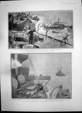 Antique Old Print X Fleet Navy Fog Atlantic Humbert Frauds Trial Paris 1903