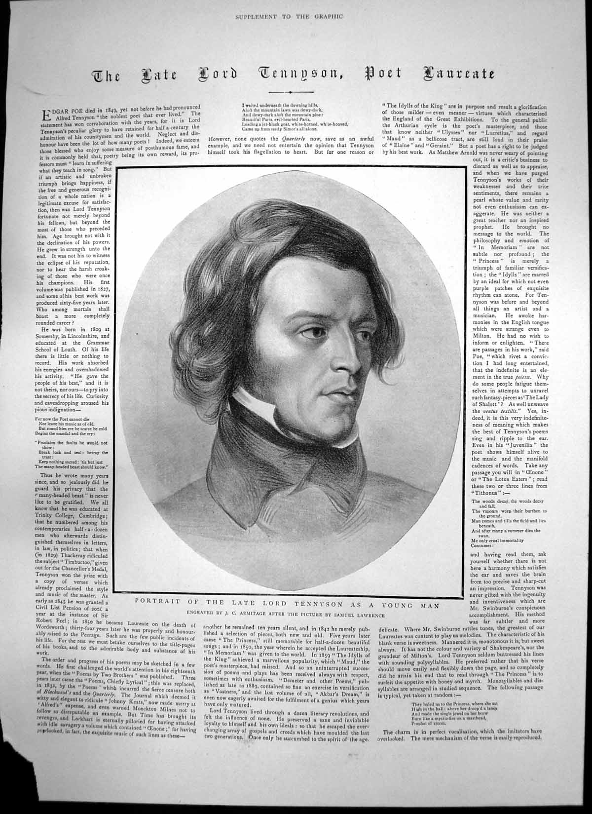 Antique Print Late Lord Tennyson Poet Laureate House Lords Aldworth C 1890 19th
