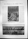 Antique Old Print Emigrants West Canada Edmonton Fair Unloading Salmon C1905