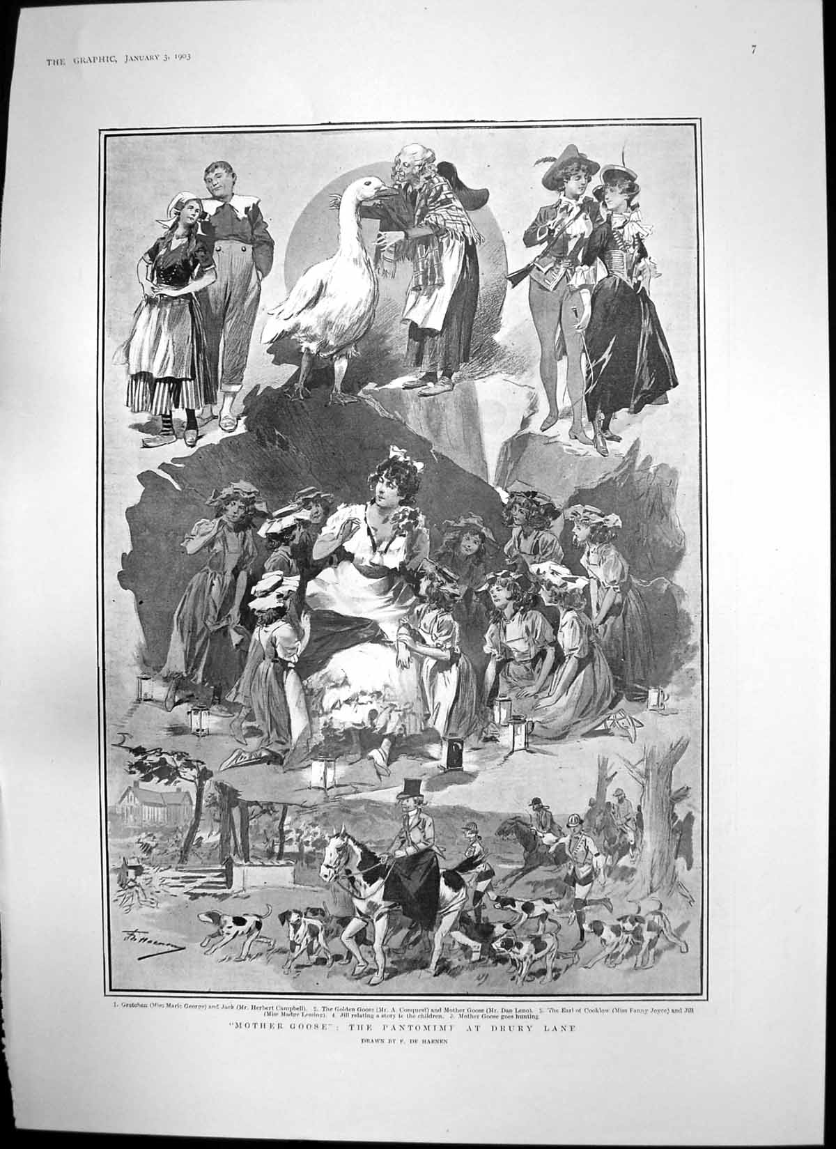 Antique Old Print Mother Goose Drury Lane Preparing Great Durbar Delhi 1903