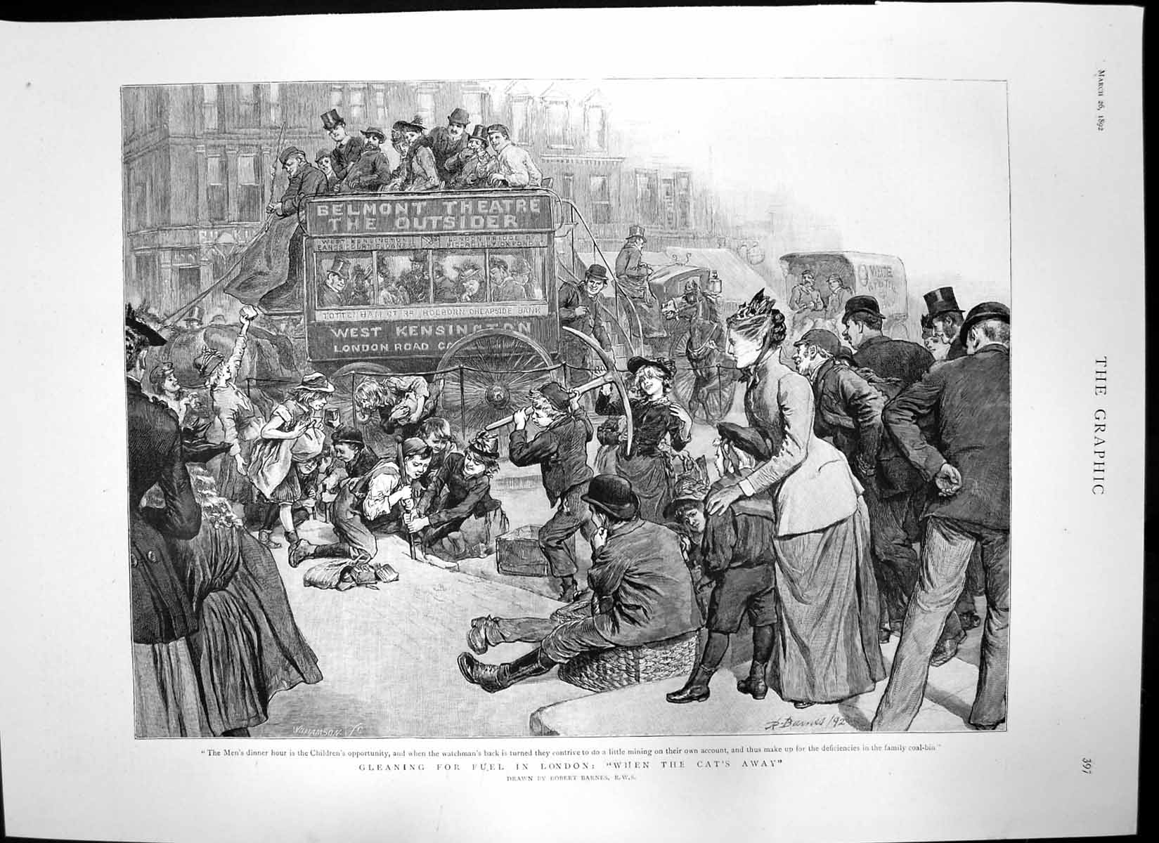Old Antique Print Gleaning Fuel London Late Edward Freeman Professor 1892 19th