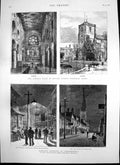 Antique Print Queen Visit Epping Forest Electric Lighting Chesterfield 1882
