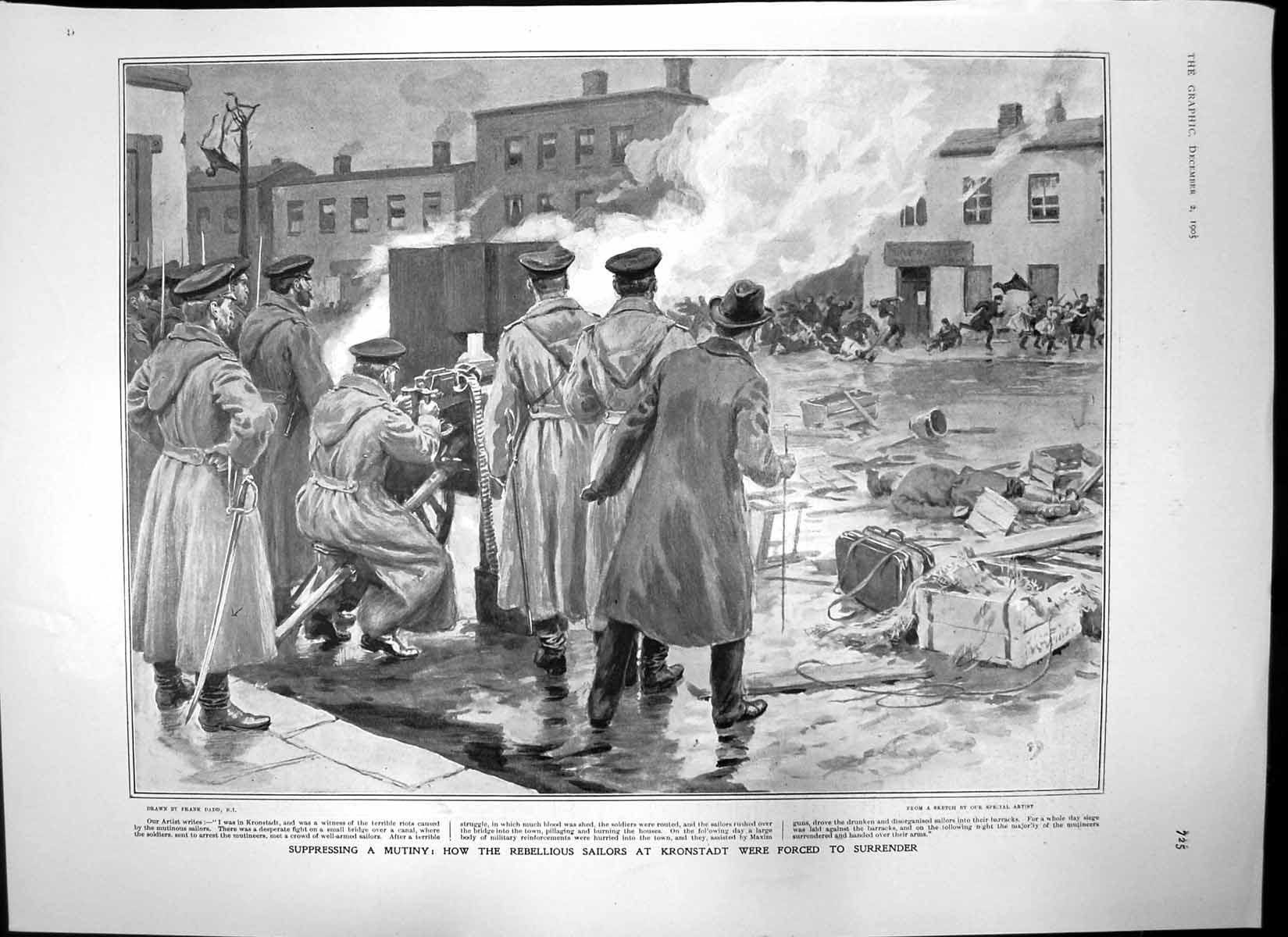 Old Antique Print Rebellious Sailors Kronstadt Survivors Wreck Hilda 1905 20th
