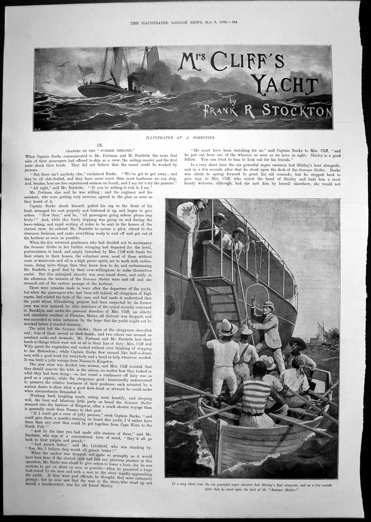 Old Mrs Cliffs Yacht Negro Oarsmen Summer Shelter Ladies Dresses 1896 Victorian