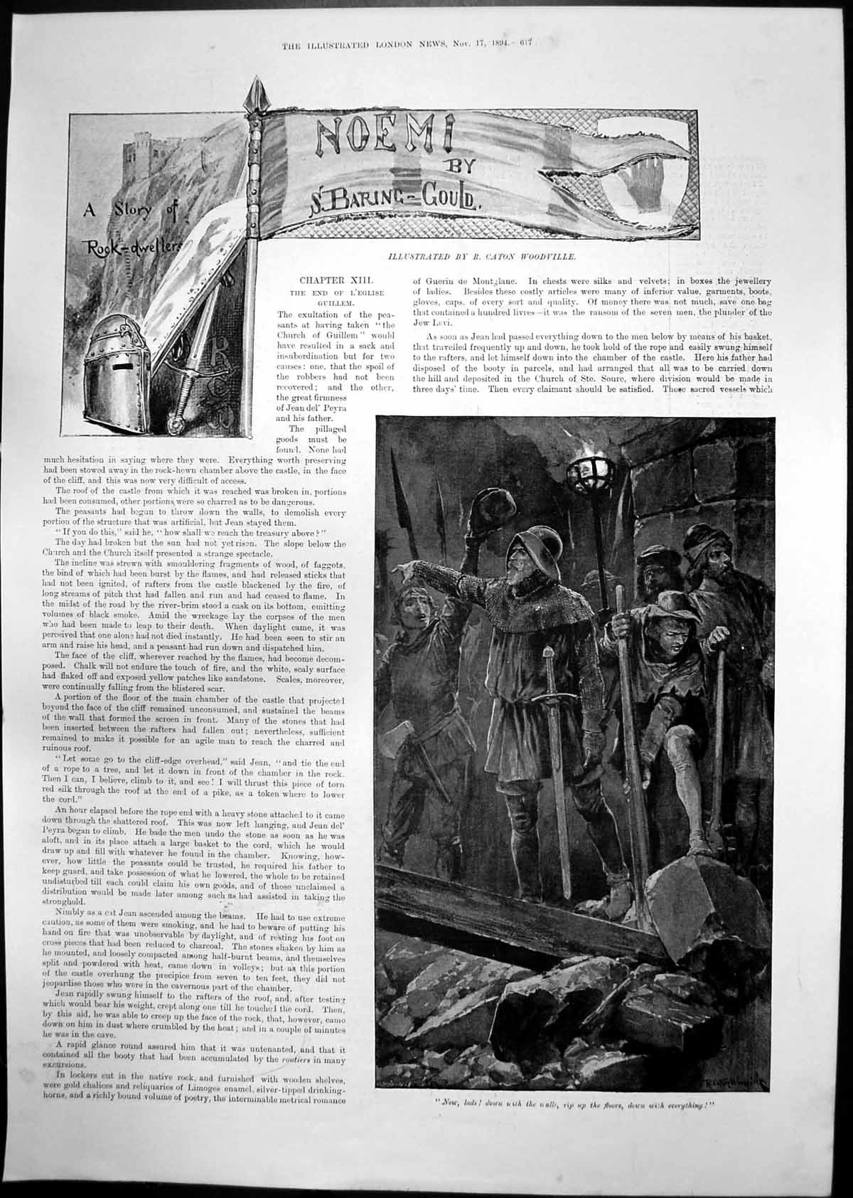 Antique Old Print Noemi Down Walls Floors Everything Struggle Hand Hand 1894
