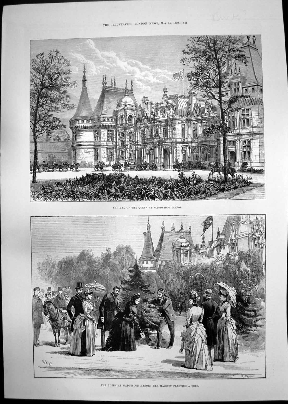 Old Print Queen Waddesdon Manor Artisis Procession Grottoes Cervara 1890 19th