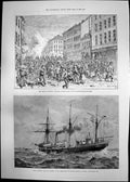 Antique Old Print Riots Vienna Hms Thrush Marquis Tseng Rev Edward Parry 1890