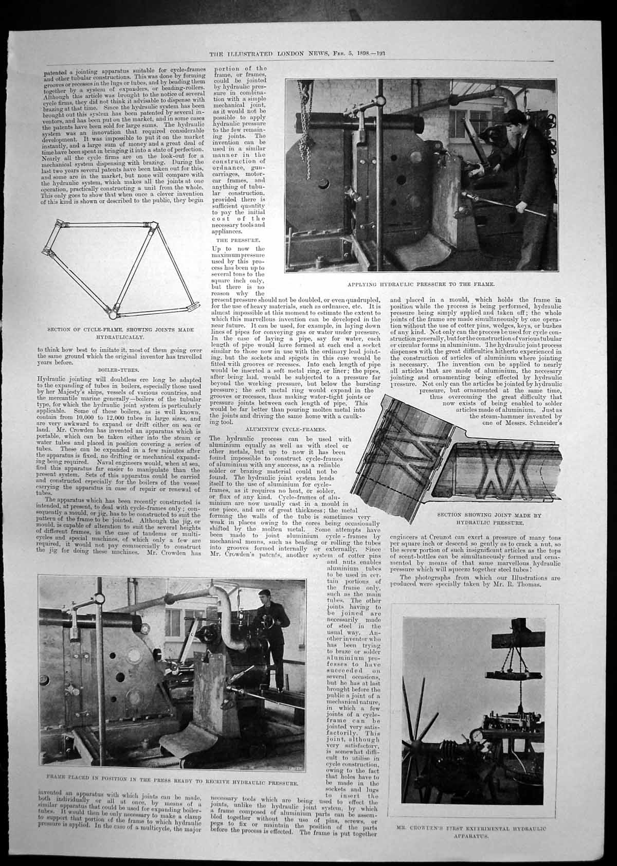 Antique Print Crowdens Hydraulic Apparatus Pressure Cycle Evening Gown 1898