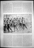 Original Old Antique Print Troops Aldershot Marching Duke Saxe Coburg 1893 19th