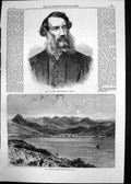 Antique Old Print E Eyre Governor Jamaica Port Stanley Falkland Islands 1867