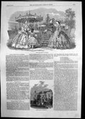 Antique Old Print Manor House Camberwell Head Dresses Friesland Women 1861 19th