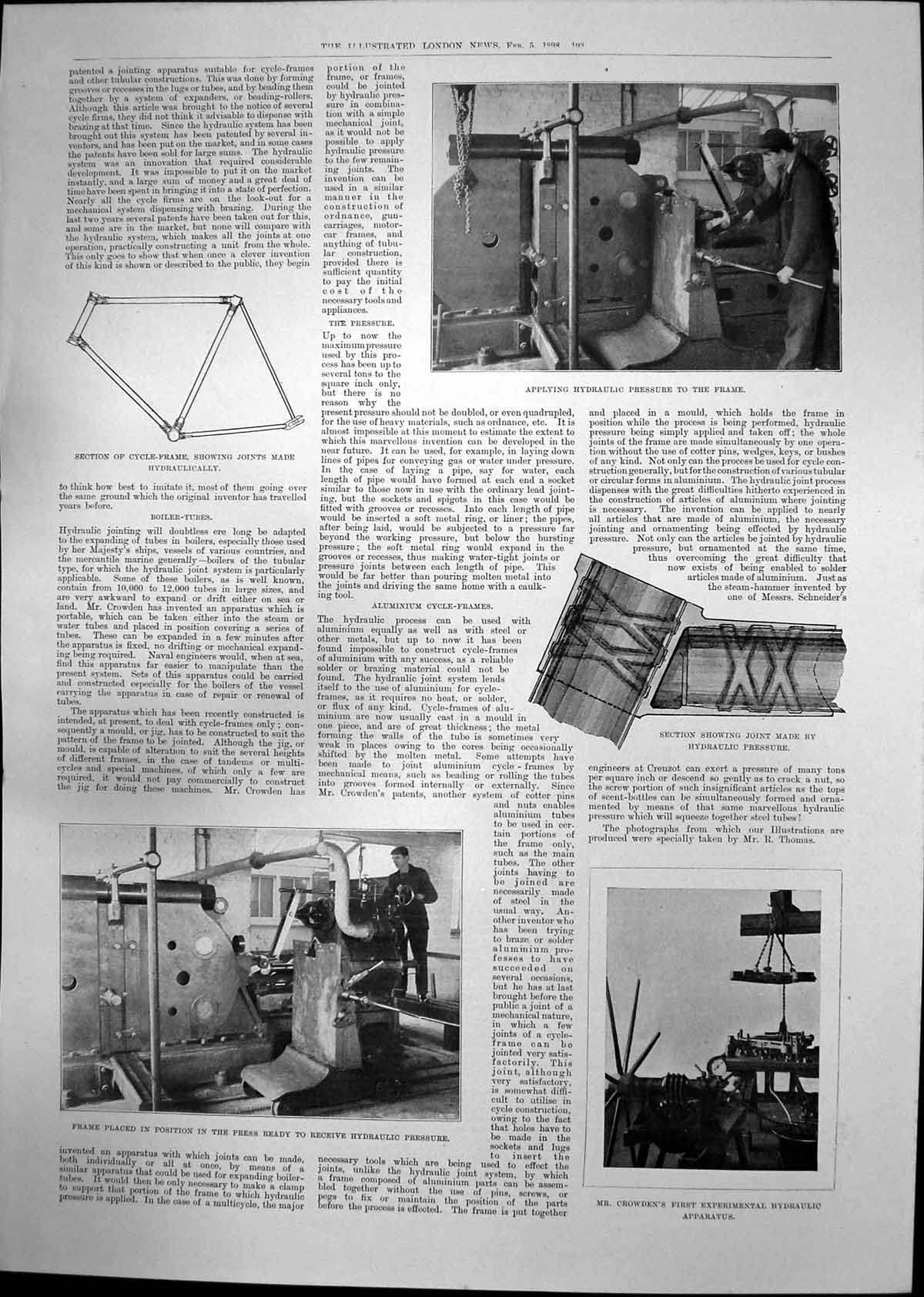 Old Print Section Cycle Hydraulic Pressure Crowdens Apparatus Gowns 1898 19th