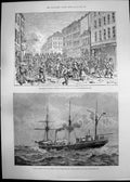 Antique Old Print Hms Thrush Riots Vienna Marquis Tseng Rev Edward Parry 1890