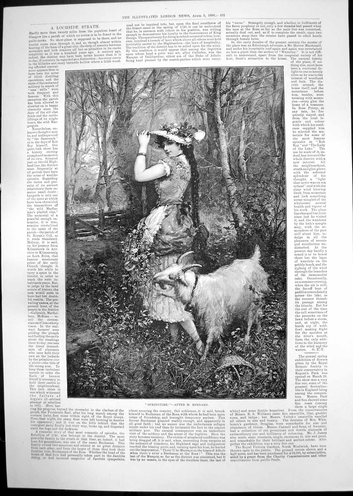 Antique Old Print Springtime M Bernard Easter Volunteer Manoeuvres Drill 1890