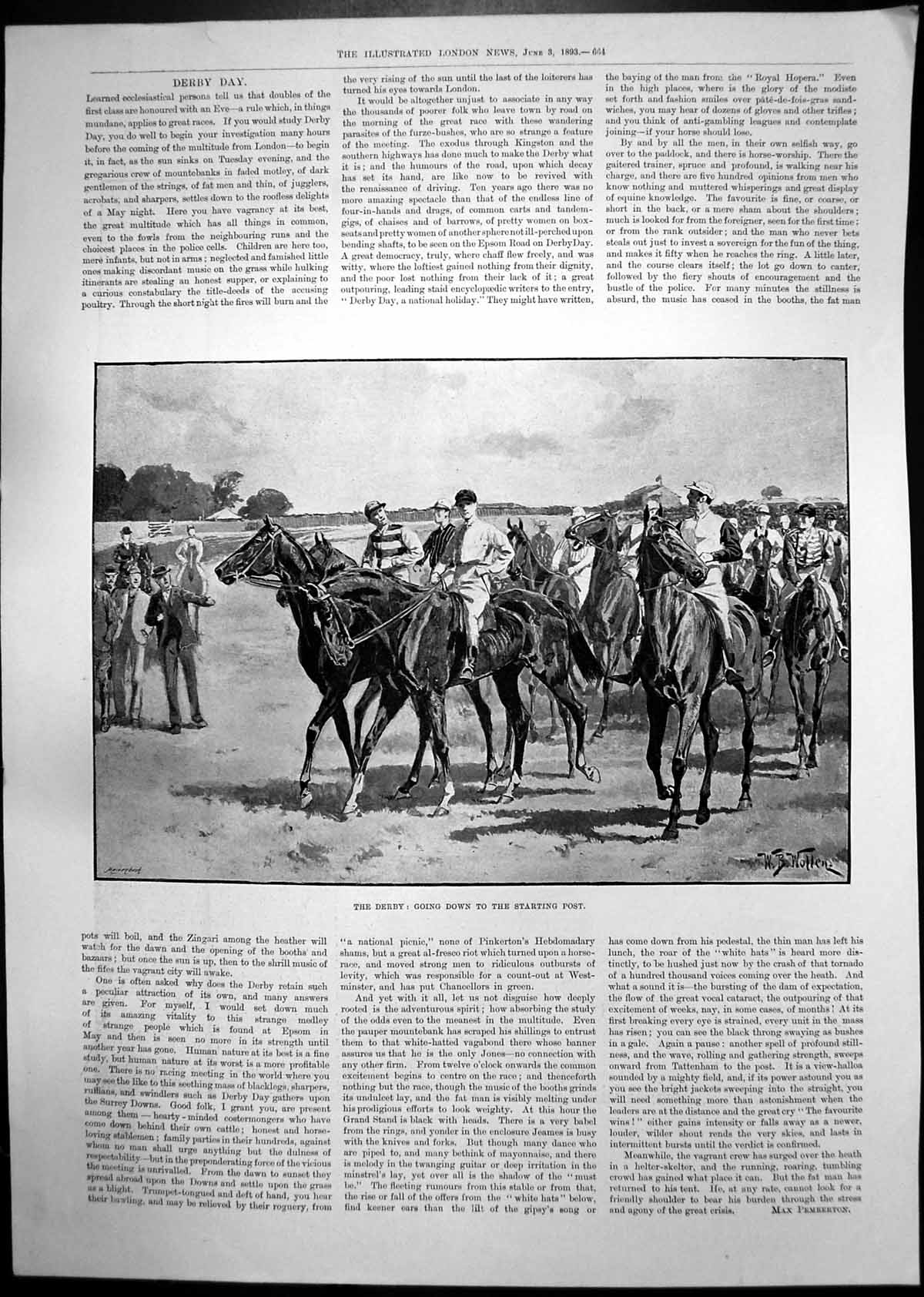 Old Derby Going Down Starting Post Countess Hayling Lying Floor 1893 Victorian
