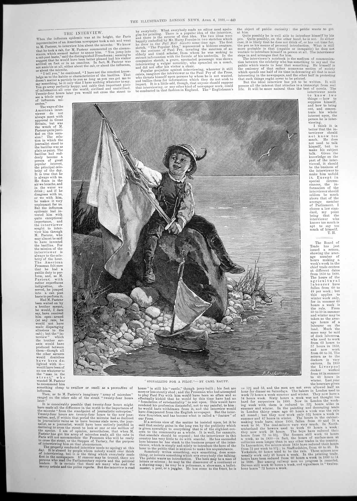 Old Print Signalling Pilot Carl Raupp Boy Queens School Chapel Eton 1891 19th