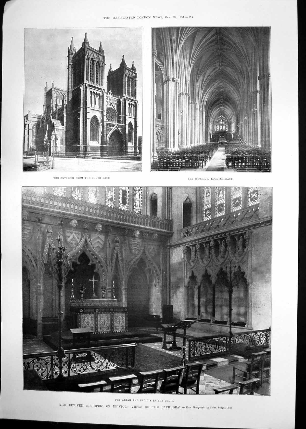 Old Bristol Cathedral Exterior Interior Altar Sedilia Ladies Gown 189 Victorian