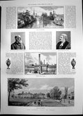 Antique Print Queens Visit Derby Crown Derby Works Silk Mill Infirmary 1891