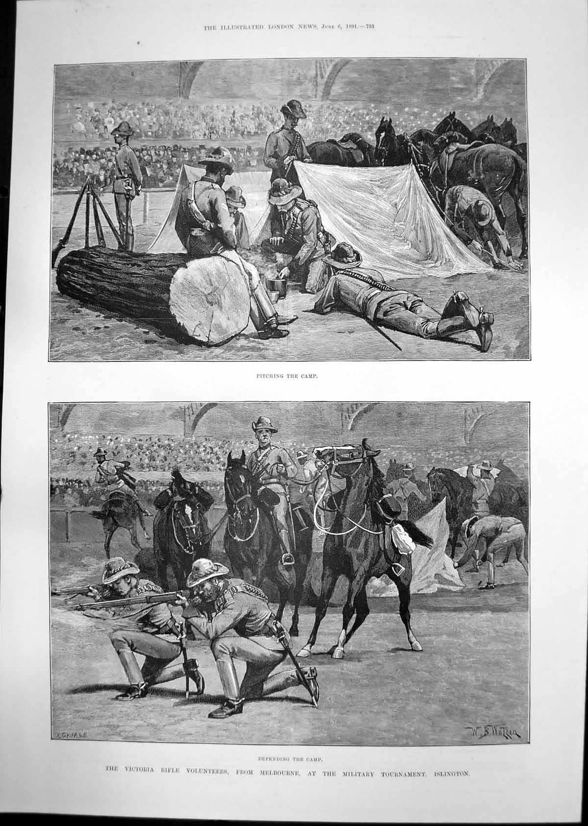 Antique Print Victoria Rifle Volunteers Melbourne Common Winner Derby 1891 19th