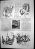 Old Print Isle Wight Shorwell Church Carisbrooke Church Deposit Tale 1892 19th