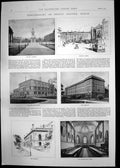 Antique Print Tercentenary Trinity College Library Statue Gsmith Burke 1892