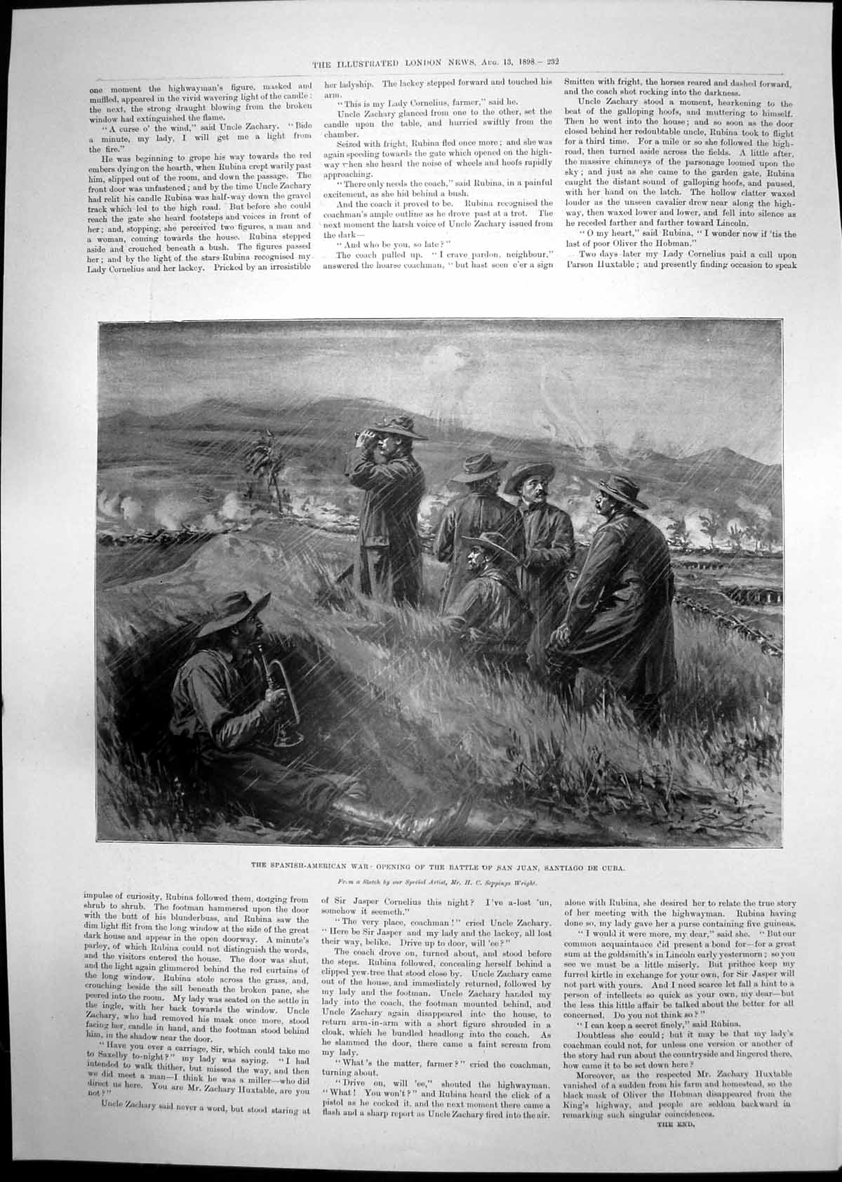Antique Old Print Spanish American War Battle San Juan Rubina Man Table 1898