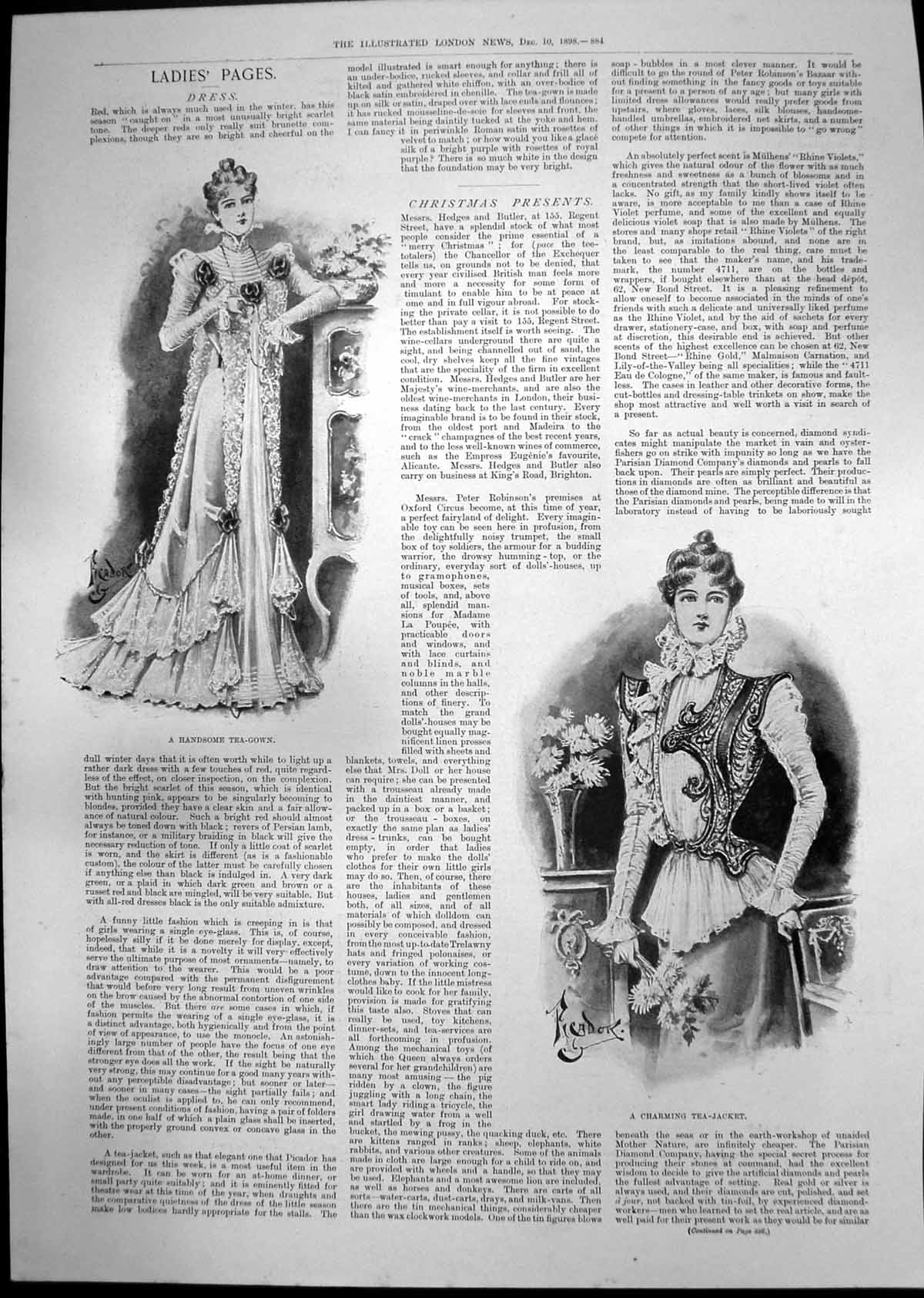 Antique Old Print Ladies Gown Jacket Bradford Dyeing Works Tinting Rooms 1898