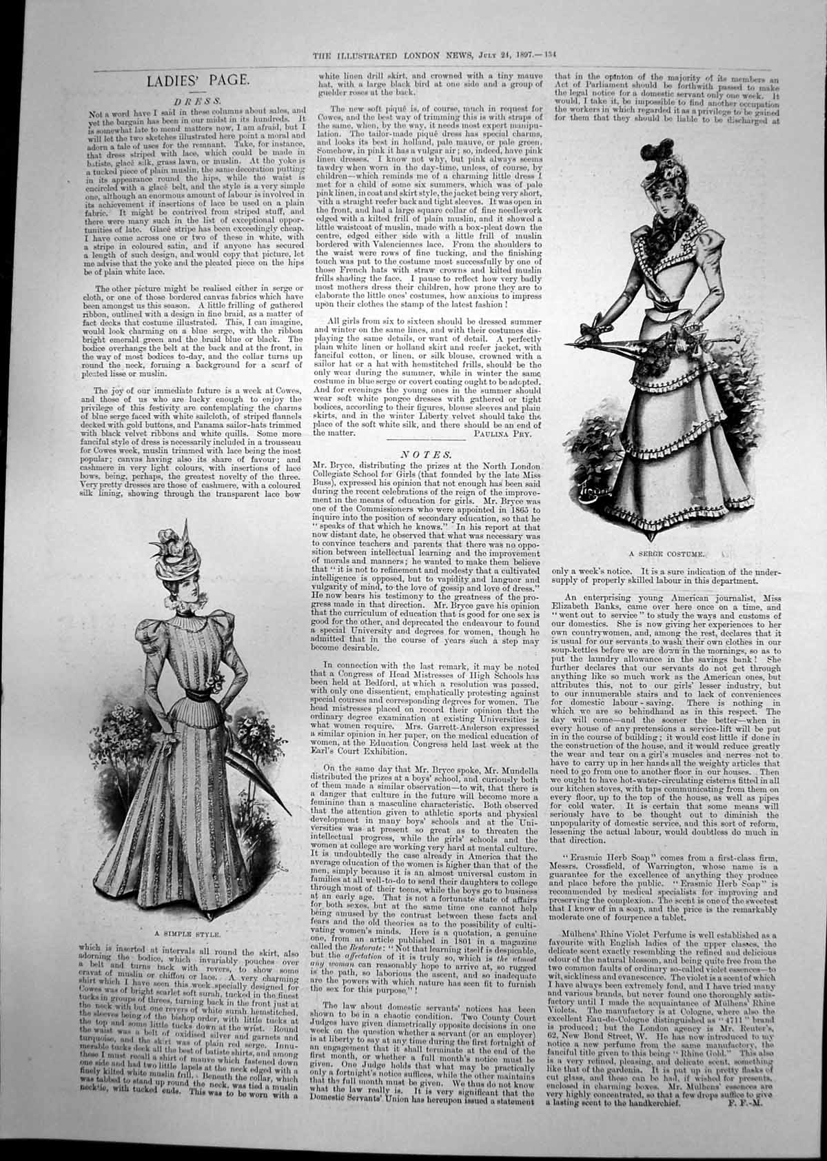 Old Ladies Serge Costume Simple Style Queens Ferry Bridge Over Dee 18 19th