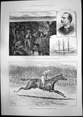 Antique Print Sainforn Winner Derby Frank James Killed Elephant GDish 1890 19th