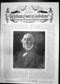 Antique Old Print William Ewart Gladstone Hawarden Castle Born Liverpool 1898