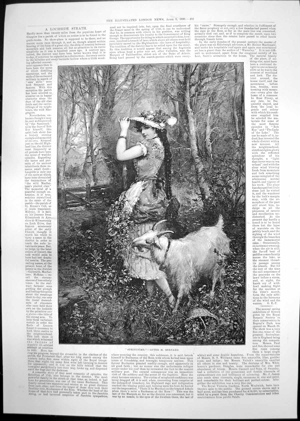 Old Print Springtime M Bernard Volunteer Manoeuvres Marching Column 1890 19th