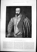 Old Print Sir Walter Raleigh F Zucharo Regulation Swords Epaulettes 1891 19th