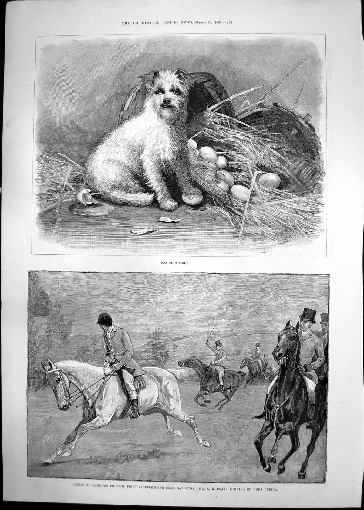 Old Print House Commons Steeplchase Utopia Steam Ship Sunk Gibraltar 1891 19th