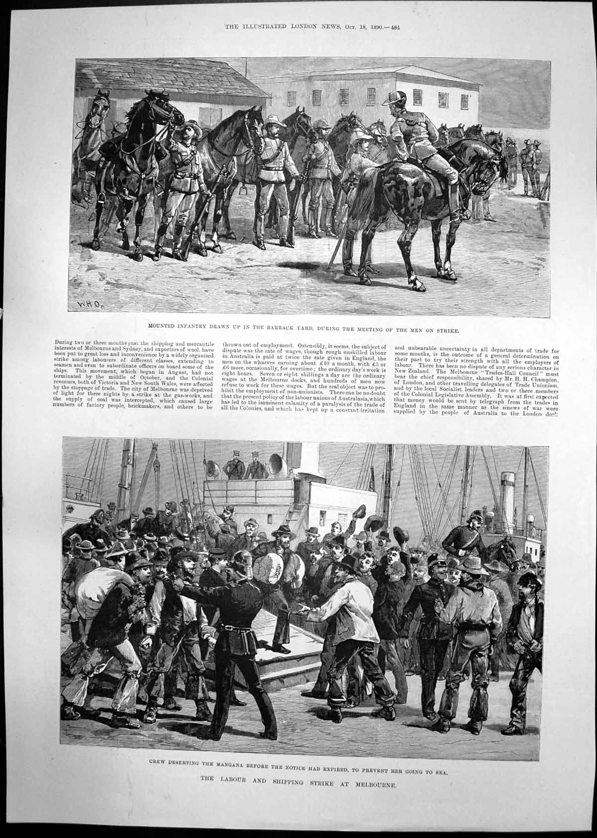 Old Labour Shipping Stike Melbourne Crew Mangala Rev Henry White 1890 Victorian