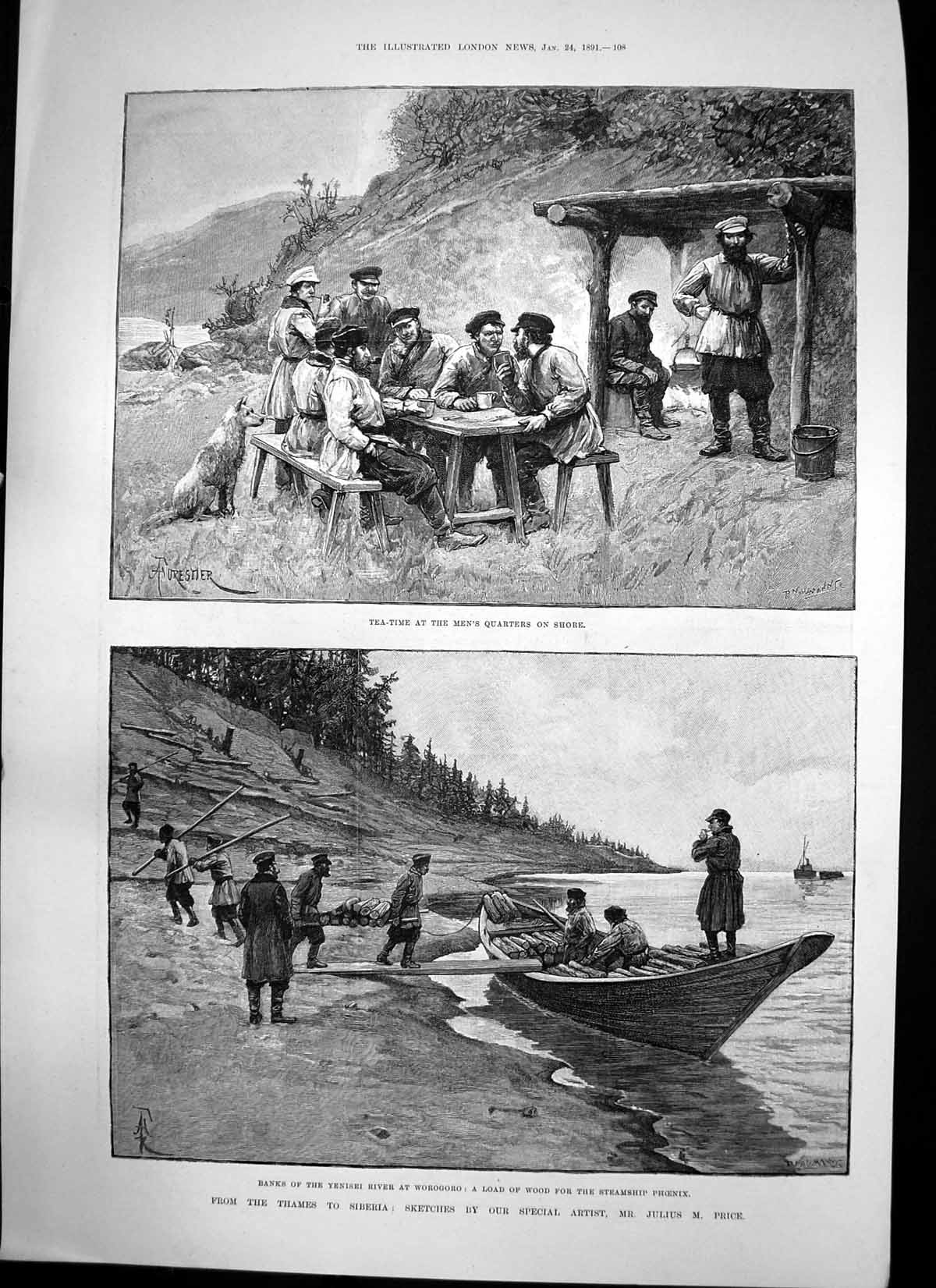 Old Thames Siberia Yenisei River Worogoro Steamship Phoenix Samoyede1