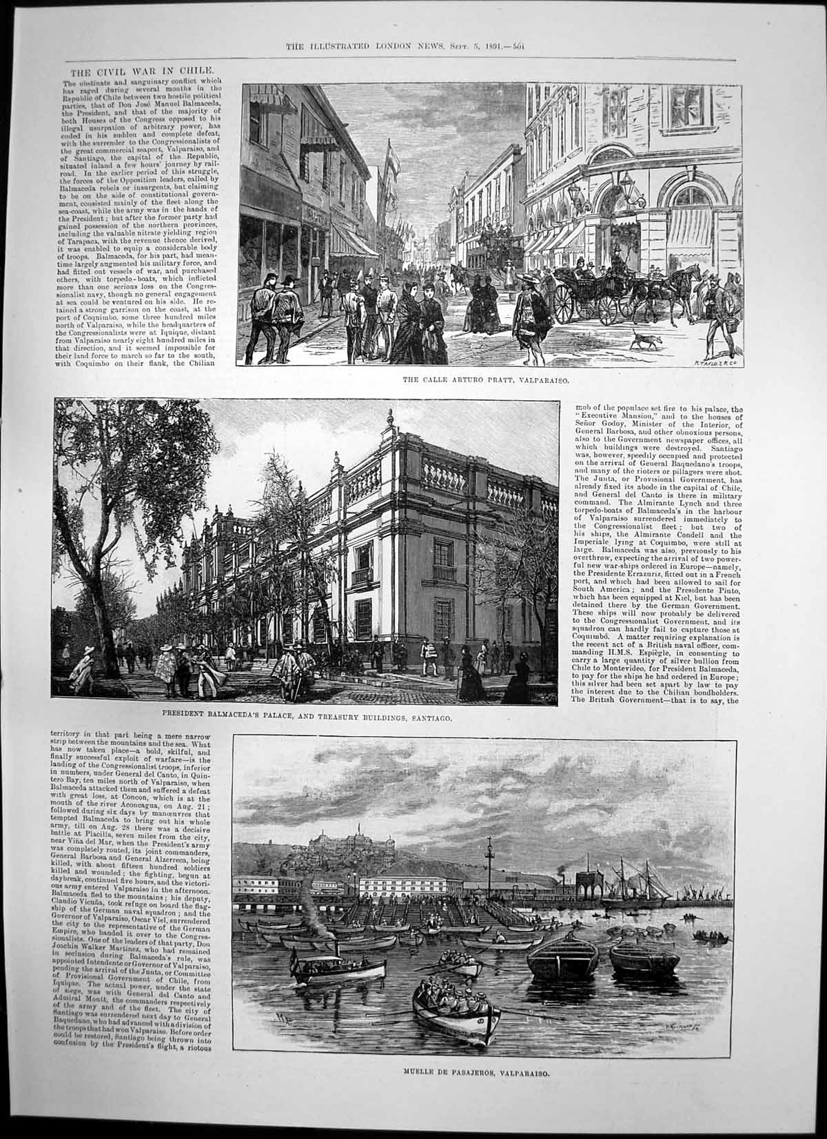 Old Civil War Chile Palace Santiago Valparaiso Gen Canto Adm Montt 18 Victorian