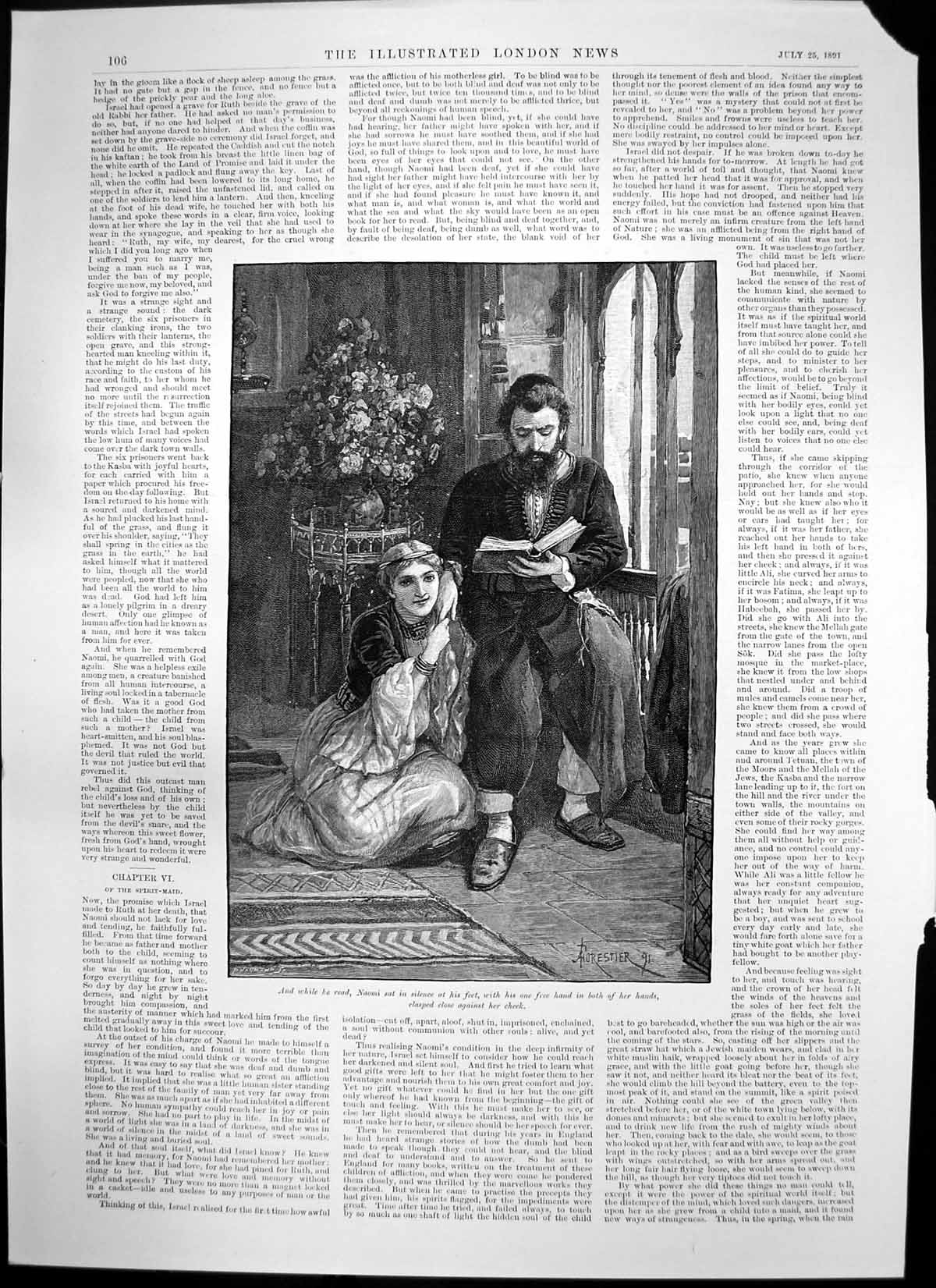 Antique Print Scapegoat Romance Man Read Naomi Prisoners Coffin Israel 1891
