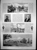Antique Print Queens Visit Derby Crown Derby Works H Gadsby Infirmary 1891 19th