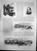 Old Print Manchester Ship Canal Lord Egerton Eastham Barton Aqueduct 1893 19th