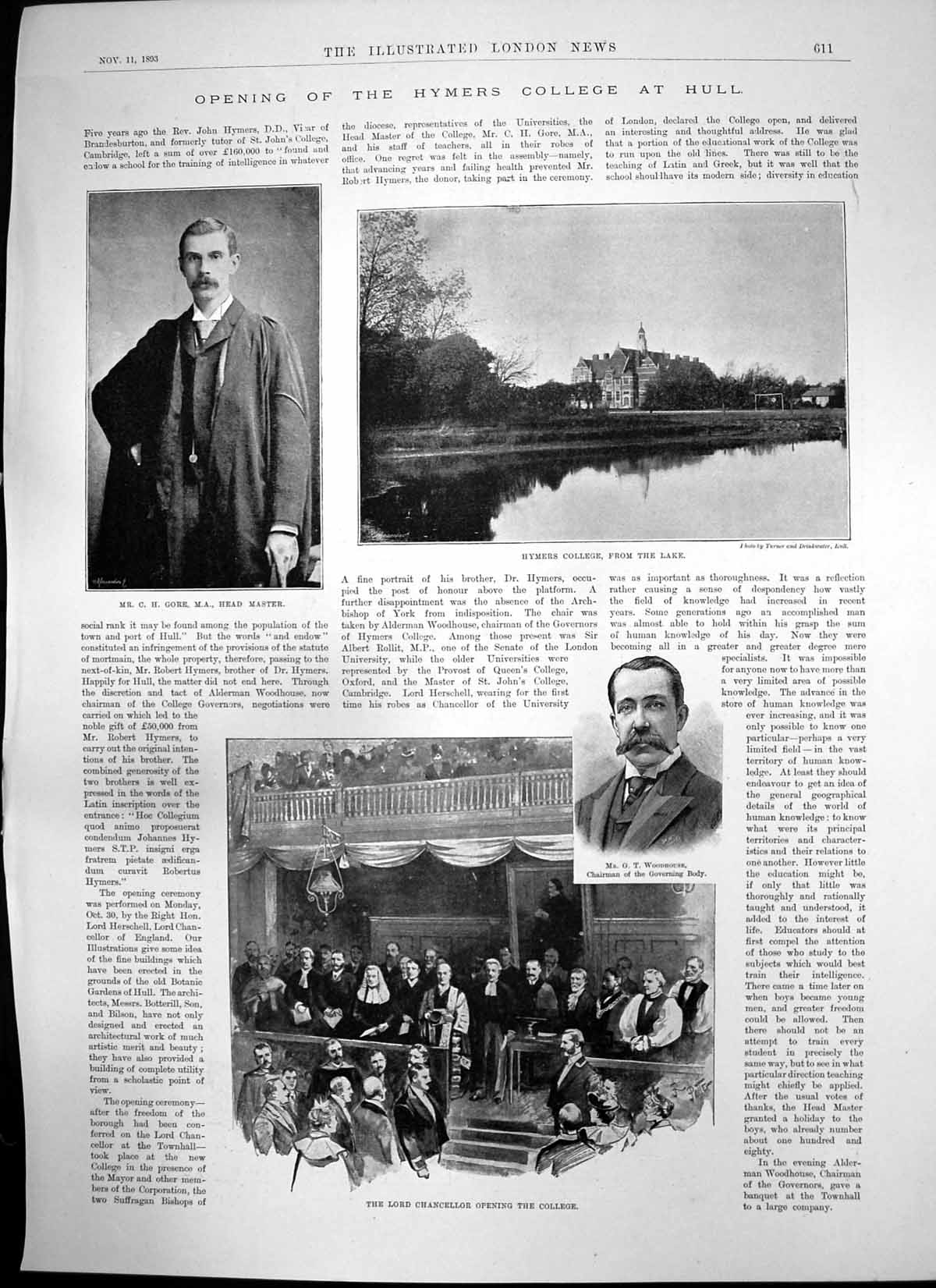 Old Hymers College Hull C Gore Headmaster Ludlow Castle Gateway 1893 Victorian