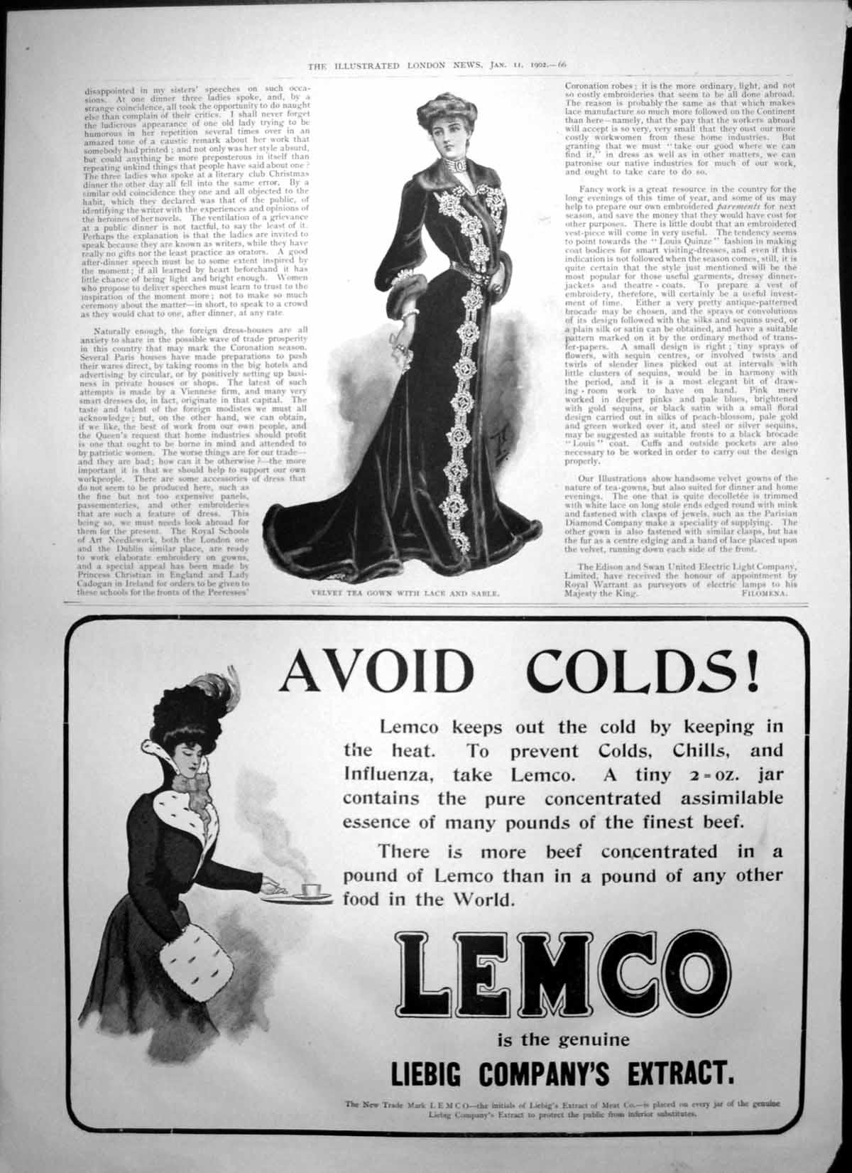 Old Velvet Tea Gown Lemco Liebig Co Extract John Bennett Jewellery190 20th