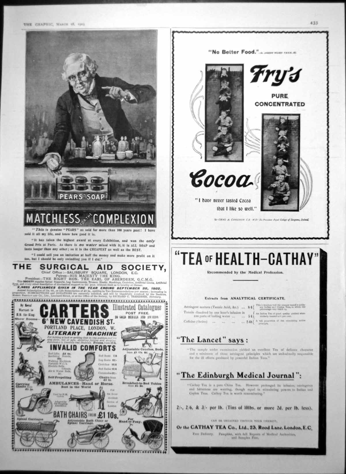 Old Carters Invalid Comforts Pears Soap State Express Cigarettes 1903 20th